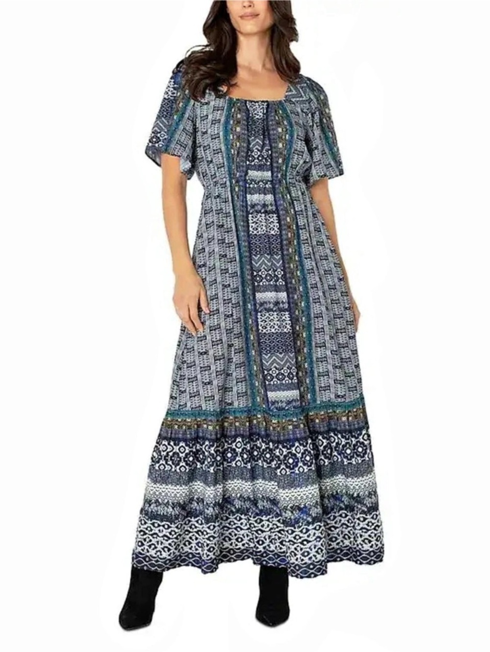 NWT Liverpool Los Angeles Blue & White Geometric Maxi Dress